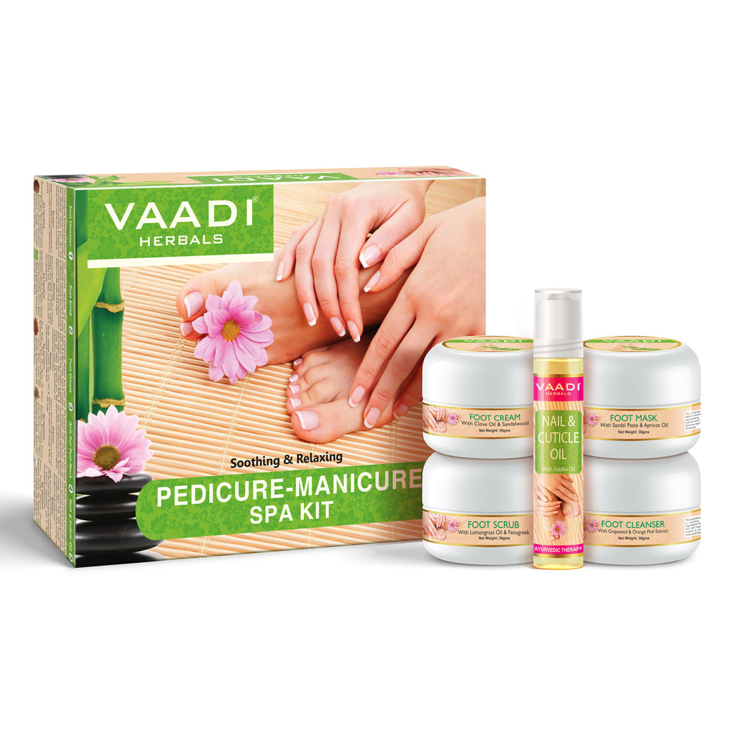 Organic Pedicure Manicure Spa Kit with Grapeseed Extract & Fenugreek - Deep Moisturises Skin - Repairs Damaged Skin - Removes Dead Skin (135 gms / 4.6 fl oz)