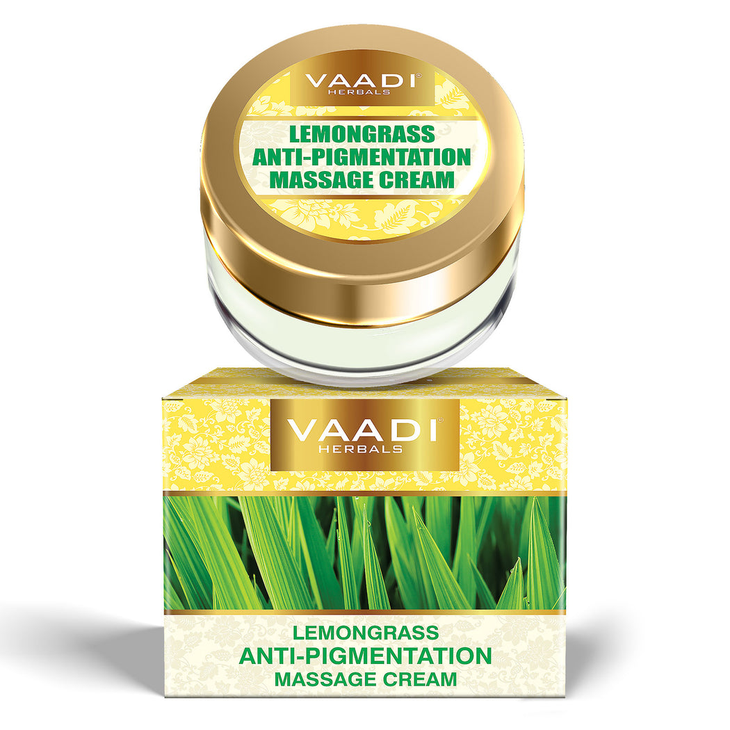 Anti Pigmentation Organic Lemongrass Massage Cream - Unclogs Pores - Makes Skin Smooth & Clear (50 gms / 2 oz)