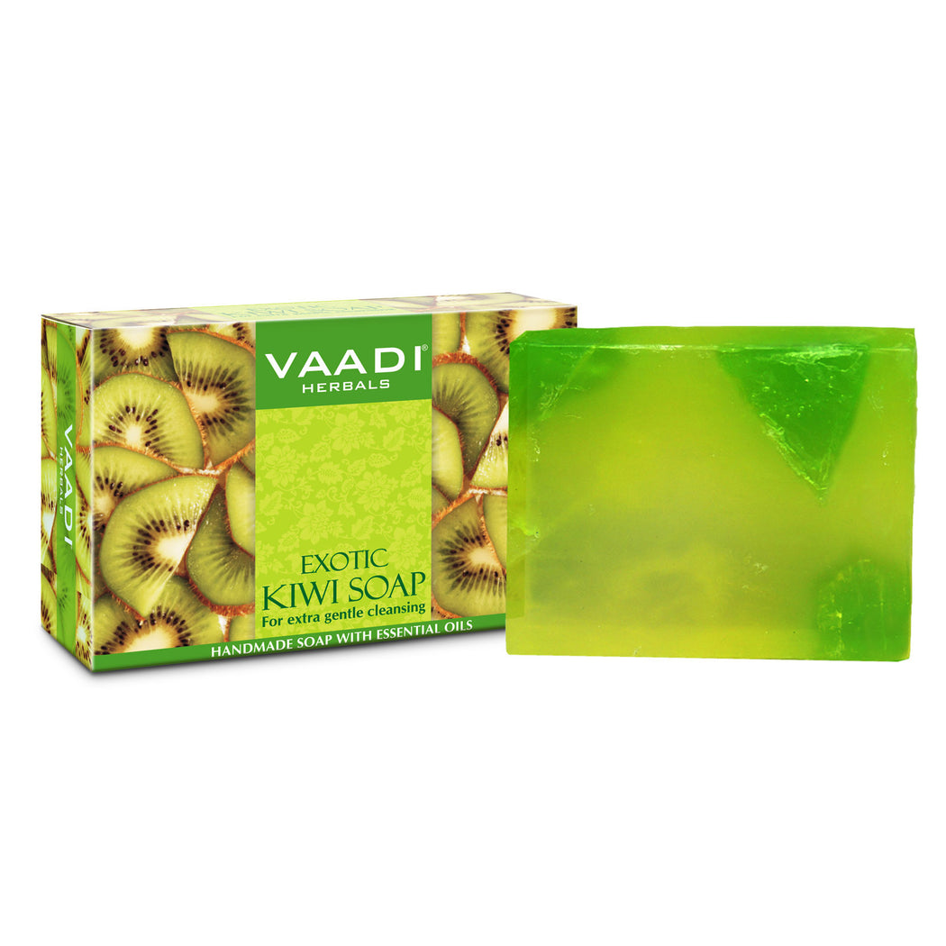 Exotic Organic Kiwi Soap with Green Apple Extract - Gently Clears Skin- Makes Skin Glowing (75 gms / 2.7 oz)