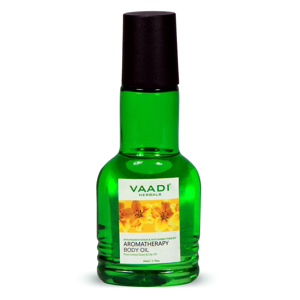 Organic Lemongrass Oil with Lily Extract - Aromatherapy - Strengthens Bones - Relieves Headache- Heals Skin (110 ml/4 fl oz)