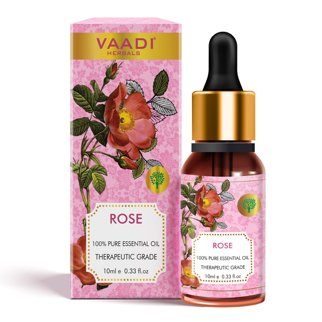 Organic Rose Essential Oil - Improves Complexion, Evens Skin Tone - 100% Pure Therapeutic Grade (10 ml)