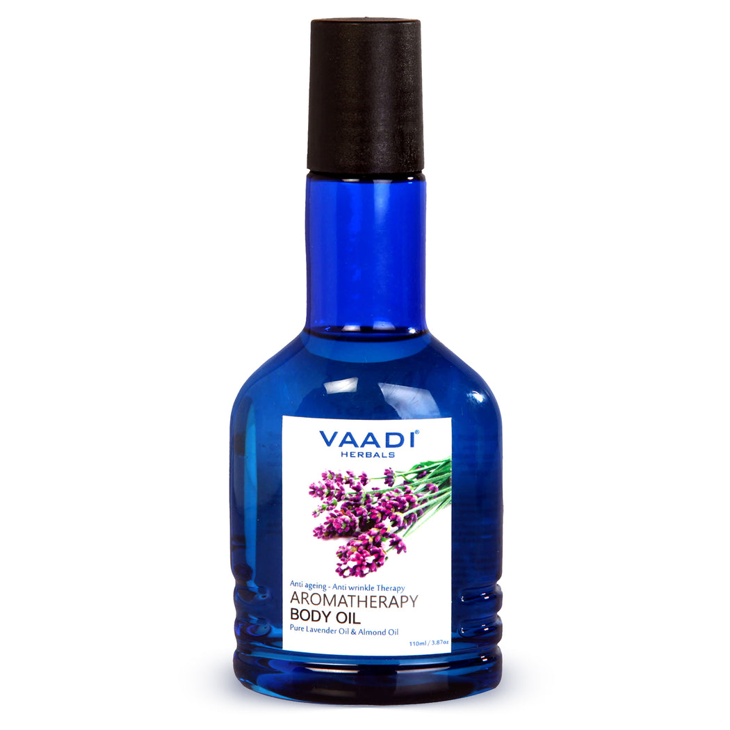 Organic Lavender Body Oil with Almond Extract - Aromatherapy - Anti Ageing - Reduces Stress & Depression (50ml /1.7 fl oz)