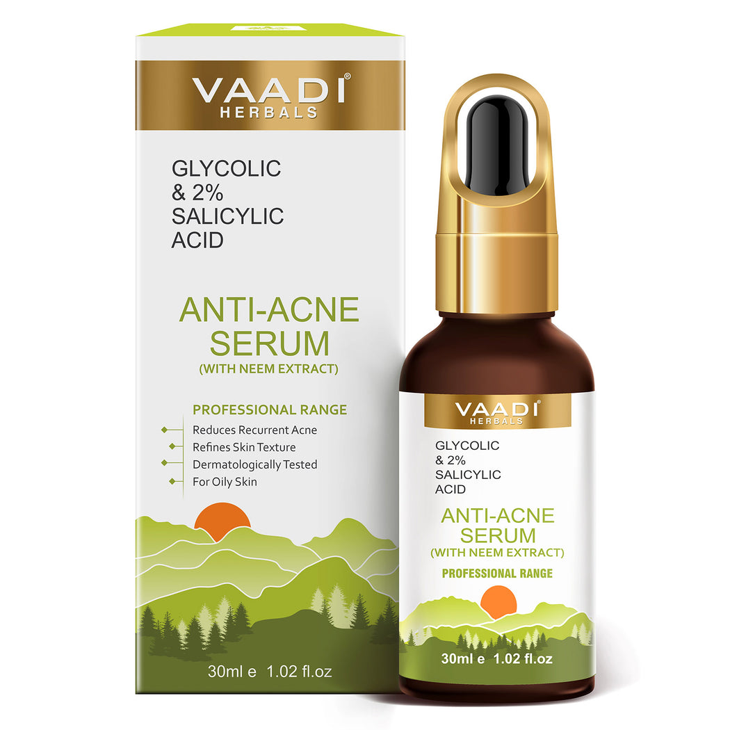 Organic Anti-Acne Serum With Glycolic & 2% Salicylic Acid (30 gms / 1.02 fl.oz) (Pack of 2)