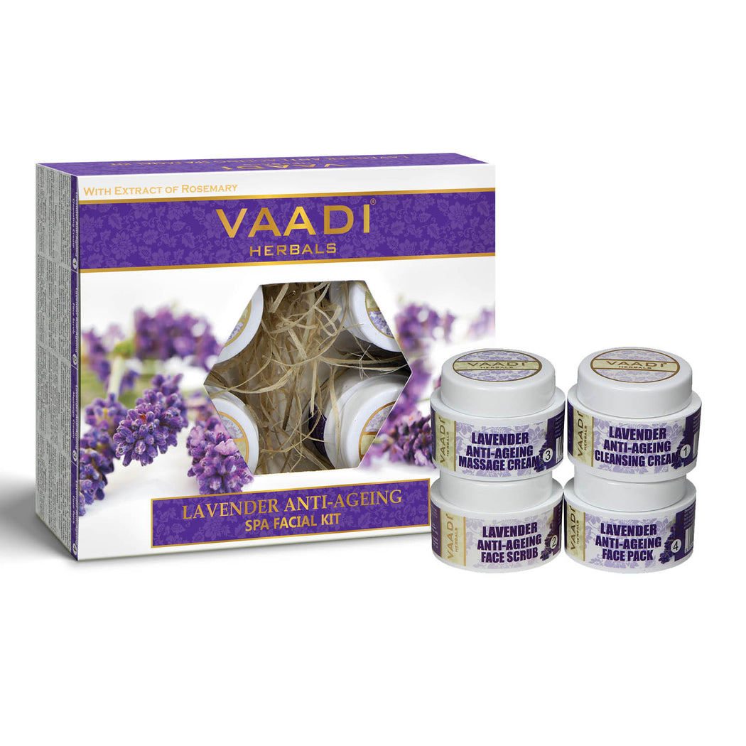 Anti Aging Organic Lavender Facial Kit with Rosemary Extract - Lightens Marks & Spots ( 110 gms/2.5 oz)