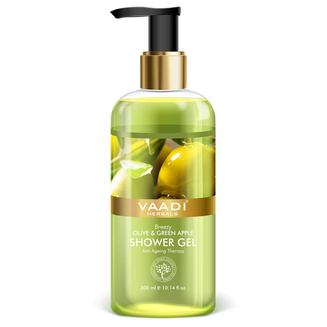Enduring Fragrance Organic Shower Gel Gift Box - Enticing Lemongrass & Olive & Green Apple Shower Gel 300 ml - Exotic Bathing Experience