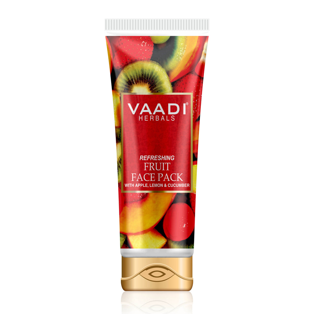 Refreshing Organic Fruit Face Pack with Apple, Lemon & Cucumber - Protects & Revitalizes Skin (120 gms/ 4.3 oz)