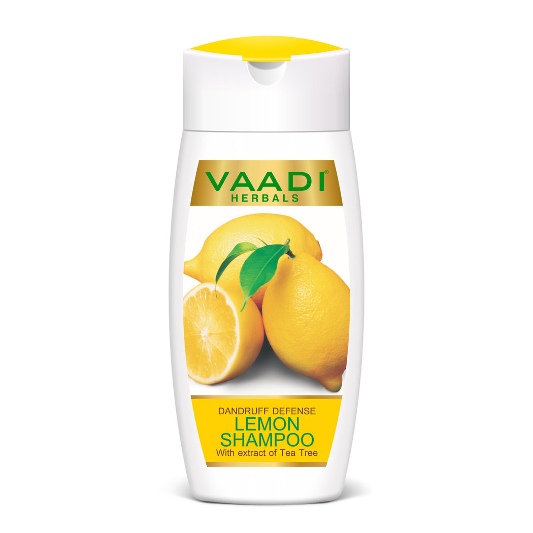 Dandruff Defense Organic Lemon Shampoo with Tea Tree Extract - Disinfects Scalp - Prevents Hairfall (110 m/ 4 fl oz)