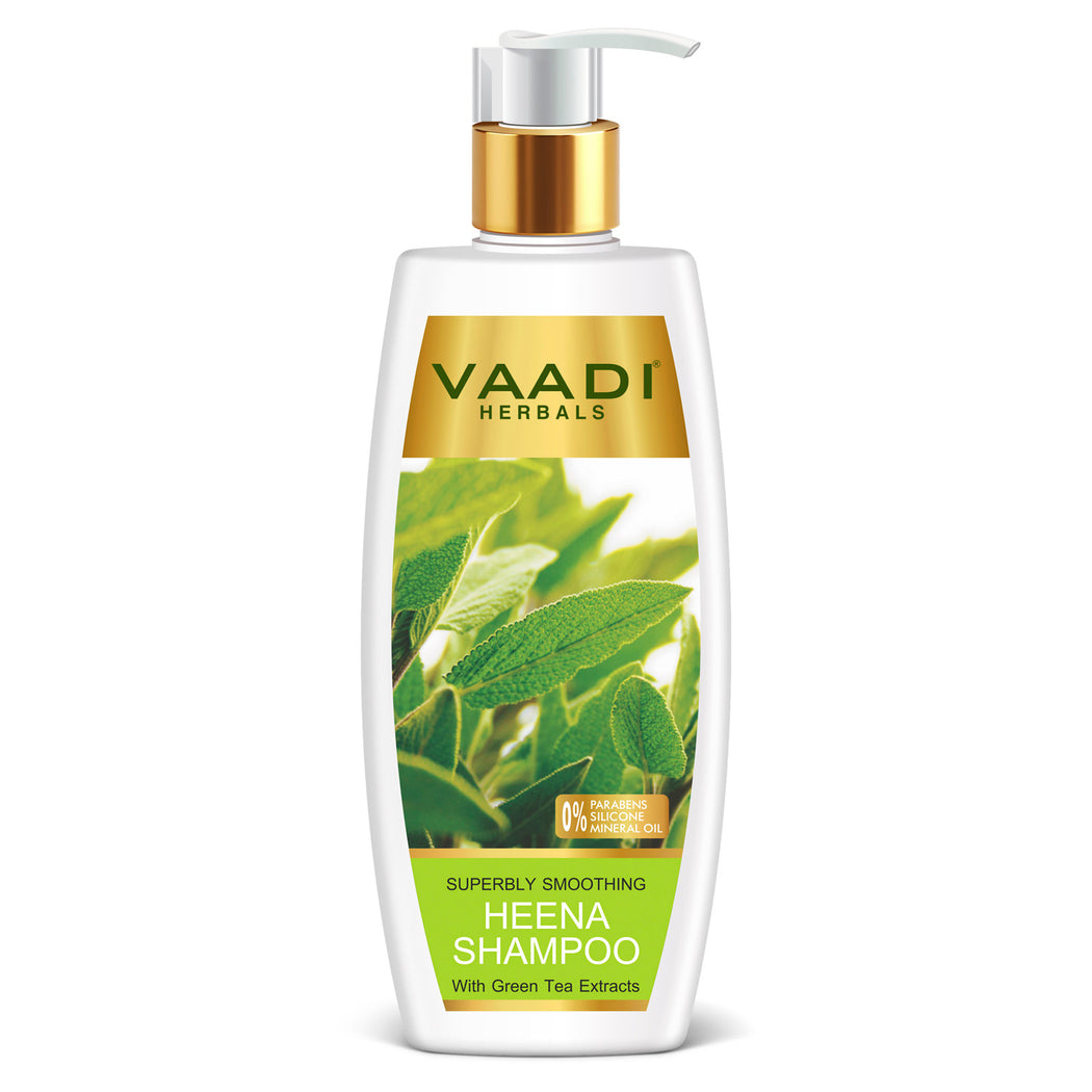 Superbly Smoothing Organic Heena Shampoo with Green Tea Extract - Multi Vitamin Rich Olive Conditioner with Avocado Extract (2 x 350 ml/ 12 fl oz)