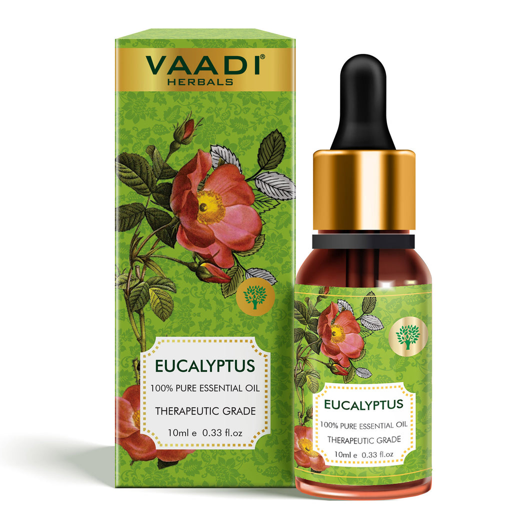 Organic Eucalyptus Essential Oil - Prevents Hairfall, Acne, Soothing & Cool Fragrance - 100% Pure Therapeutic Grade (10 ml/ 0.33 oz)