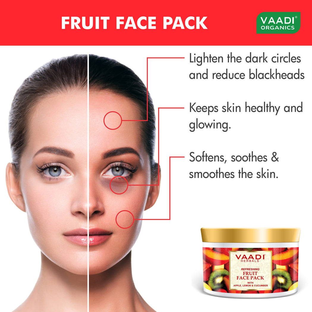 Refreshing Organic Fruit Face Pack with Apple, Lemon & Cucumber ( 600 gms/21.2 oz)