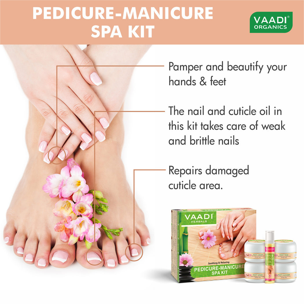 Organic Pedicure Manicure Spa Kit with Grapeseed Extract & Fenugreek - Deep Moisturises Skin - Repairs Damaged Skin - Removes Dead Skin (135 gms / 4.6 fl oz)