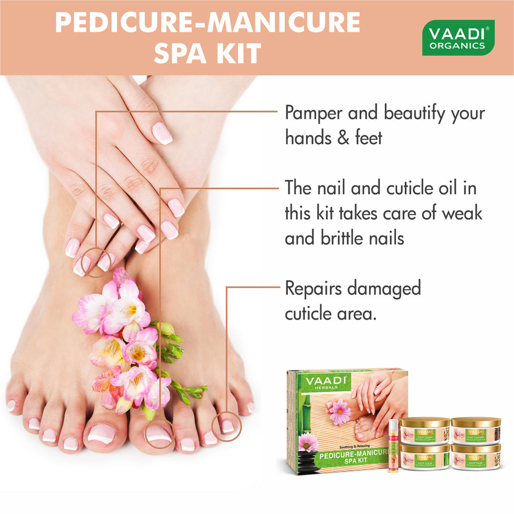 Organic Pedicure Manicure Spa Kit with Grapeseed Extract & Fenugreek - Deep Moisturises Skin - Repairs Damaged Skin - Removes Dead Skin (640 gms / 22.6 fl oz)