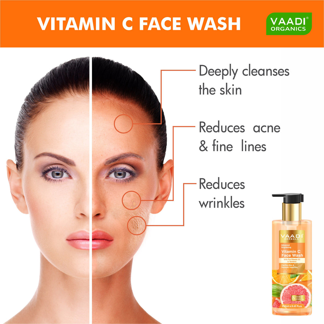 Advanced Brightening Vitamin C Face Wash With Pro Vitamin B5 & Turmeric (250 ml / 8.2 fl oz)