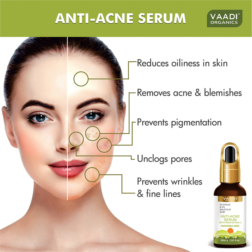 Organic Anti-Acne Serum With Glycolic & 2% Salicylic Acid (30 gms / 1.02 fl.oz)