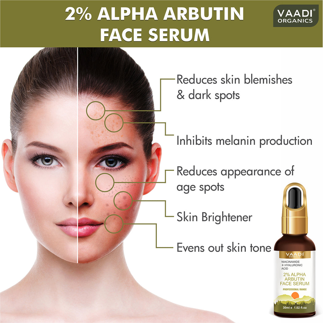 2% Alpha Arbutin Organic Face Serum With Niacinamide & Hyaluronic Acid (30 gms / 1.02 fl.oz)