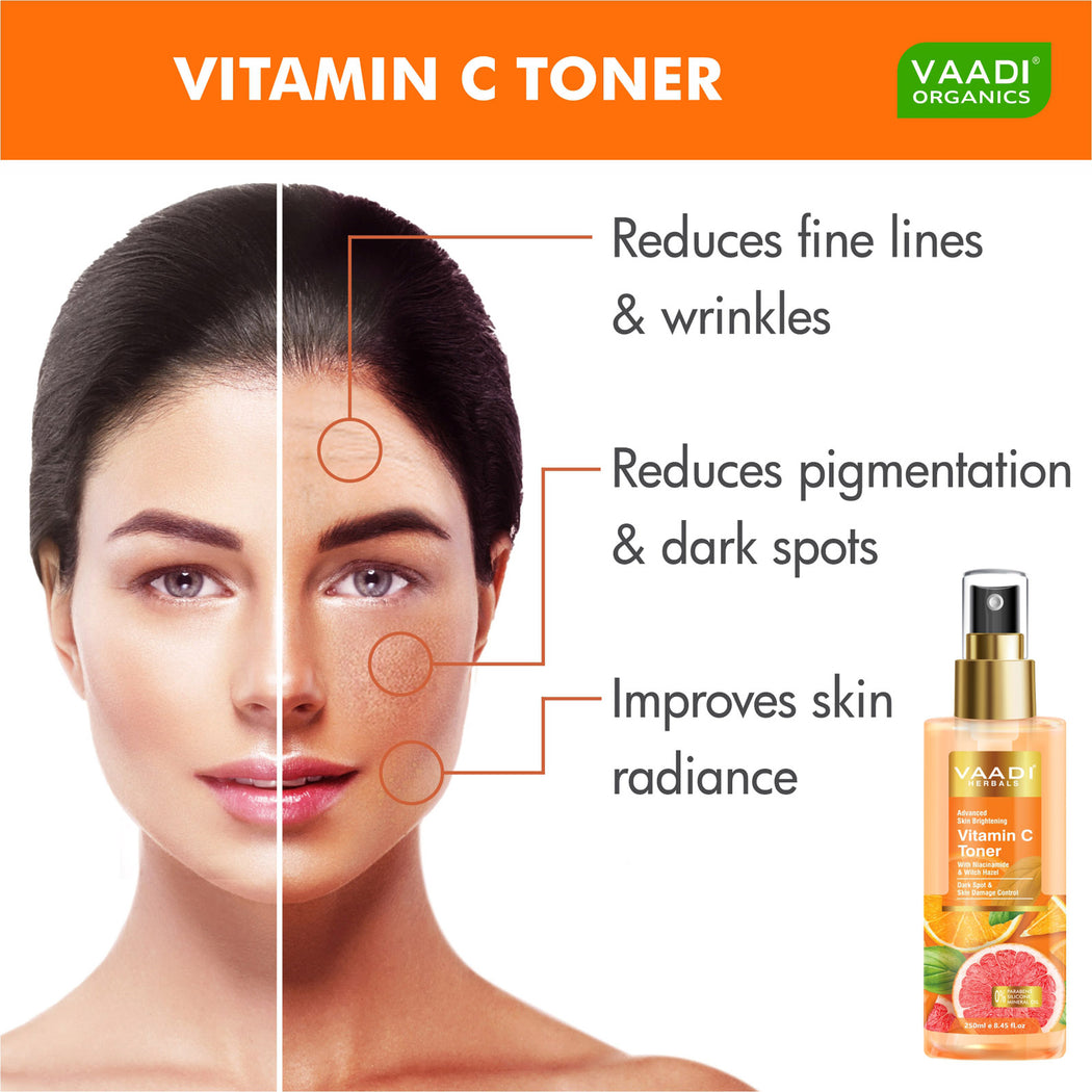 Organic Vitamin C Toner With Niacinamide & Witch Hazel Dark Spot & Skin Damage Control (250 ml / 8.5 fl oz)