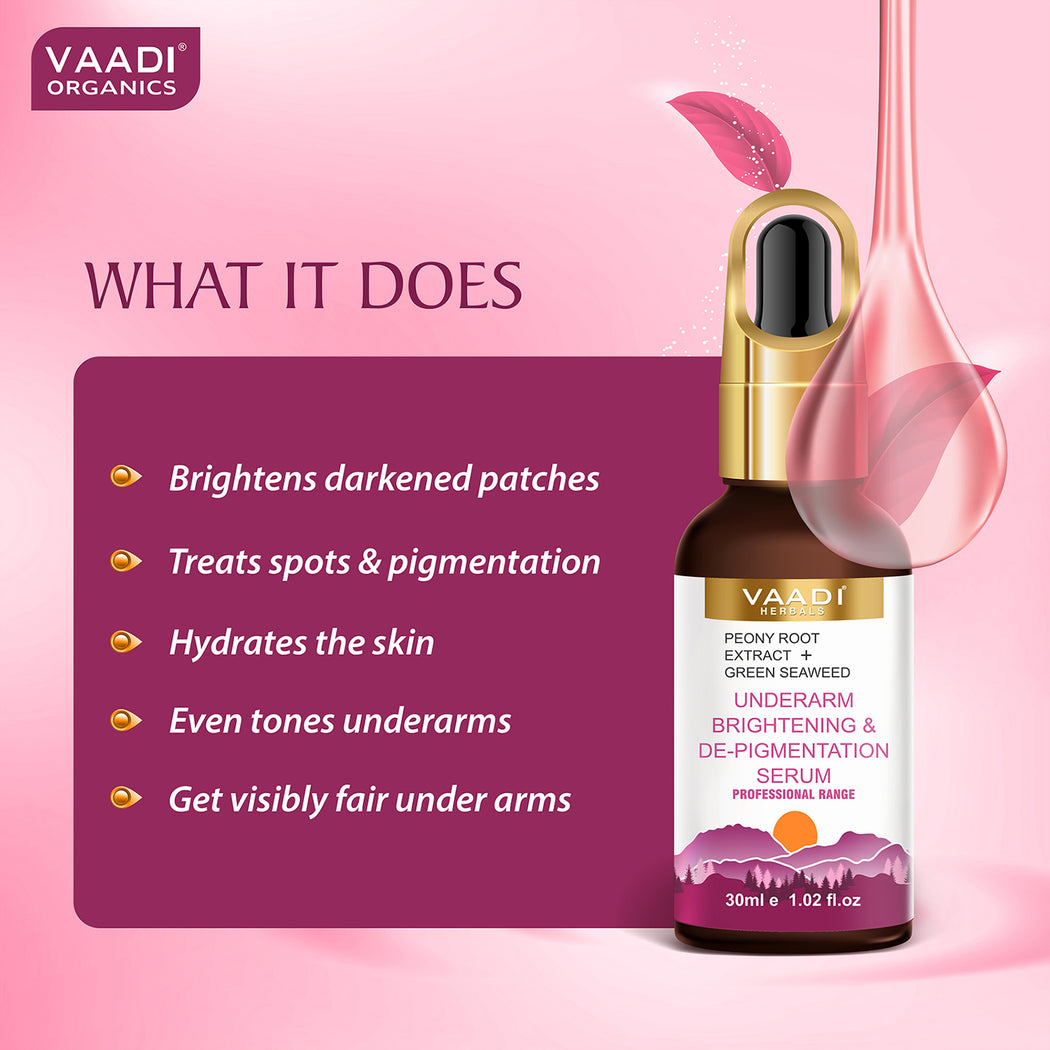 Organic Underarm Brightening & De-Pigmentation Serum With Peony Root Extract & Green Seaweed (30 gms / 1.02 fl.oz)
