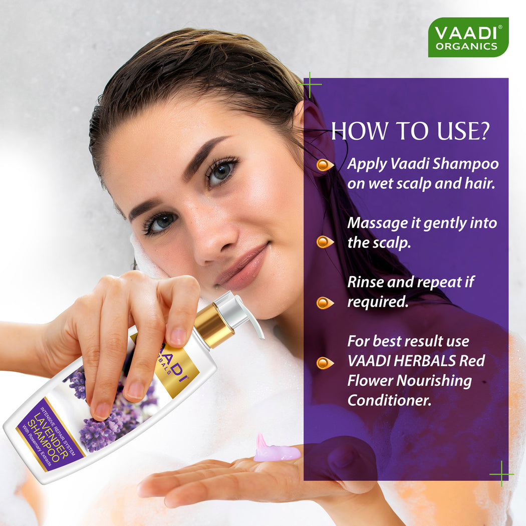 Intensive Repair Organic Lavender Shampoo with Rosemary Extract- Improves Hair Growth - Ultra Nourishing (2 x 350 ml/ 12 fl oz)