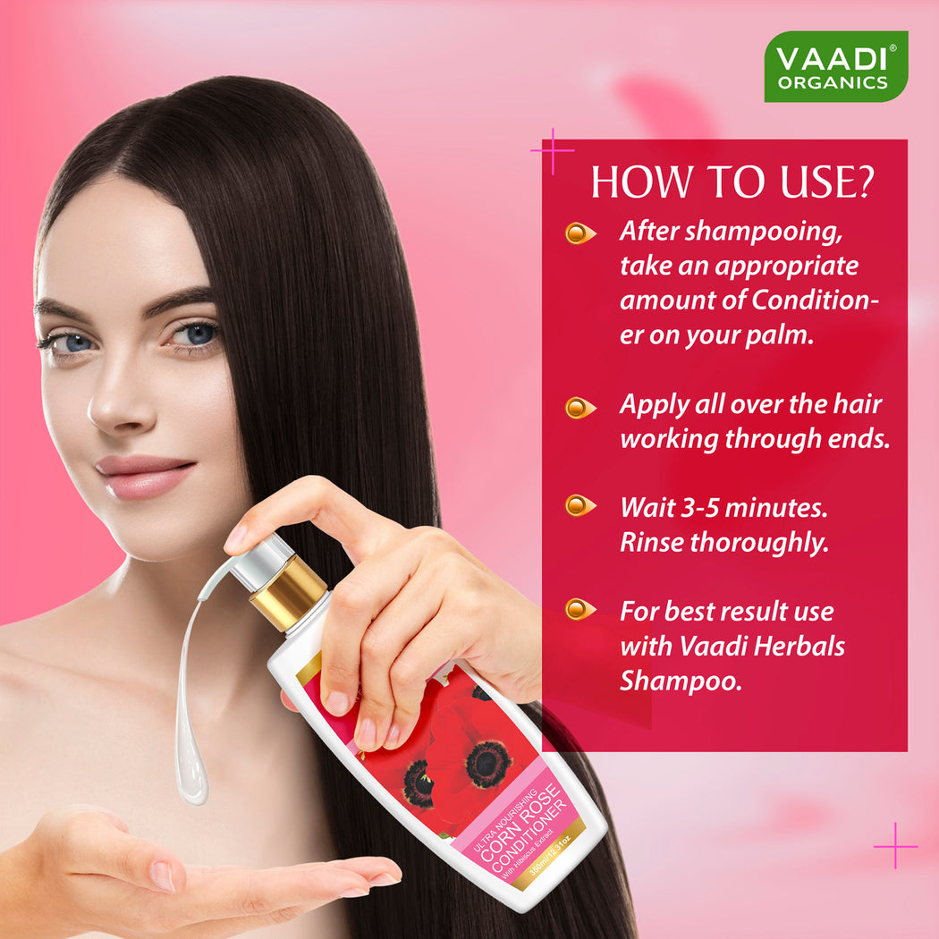Superbly Smoothing Organic Heena Shampoo with Green Tea Extract - Ultra Nutrient Rich Corn Rose Conditioner ( 2 x 350 ml/ 12 fl oz)