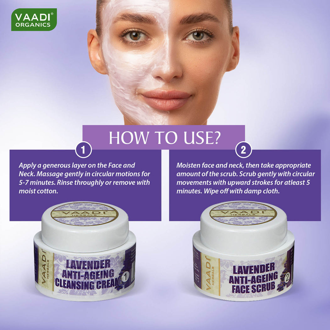 Anti Aging Organic Lavender Facial Kit with Rosemary Extract - Lightens Marks & Spots ( 110 gms/2.5 oz)