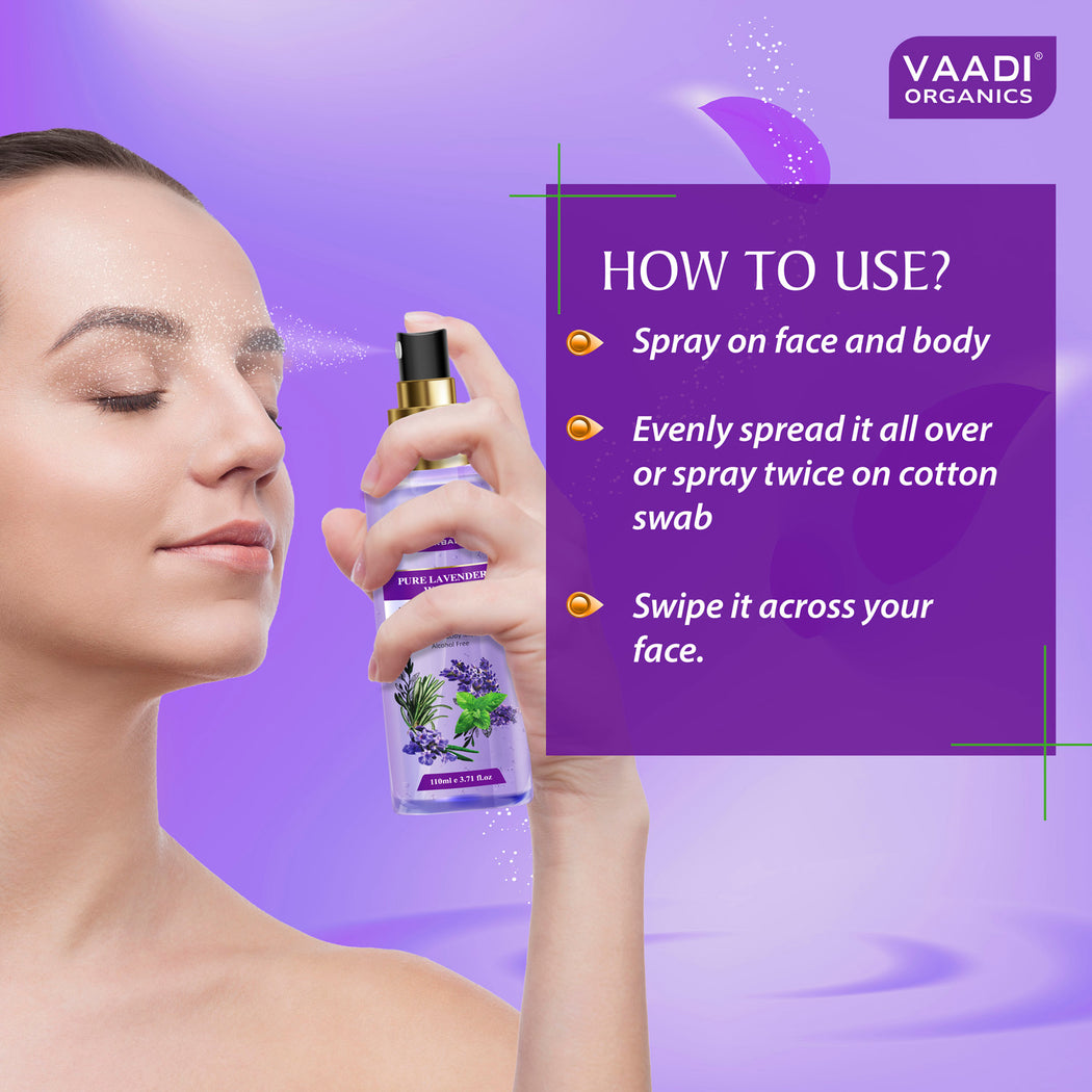 Pack of 2 Lavender Water - 100% Natural & Pure Skin Toner (2 x 110 ml / 4 fl oz)