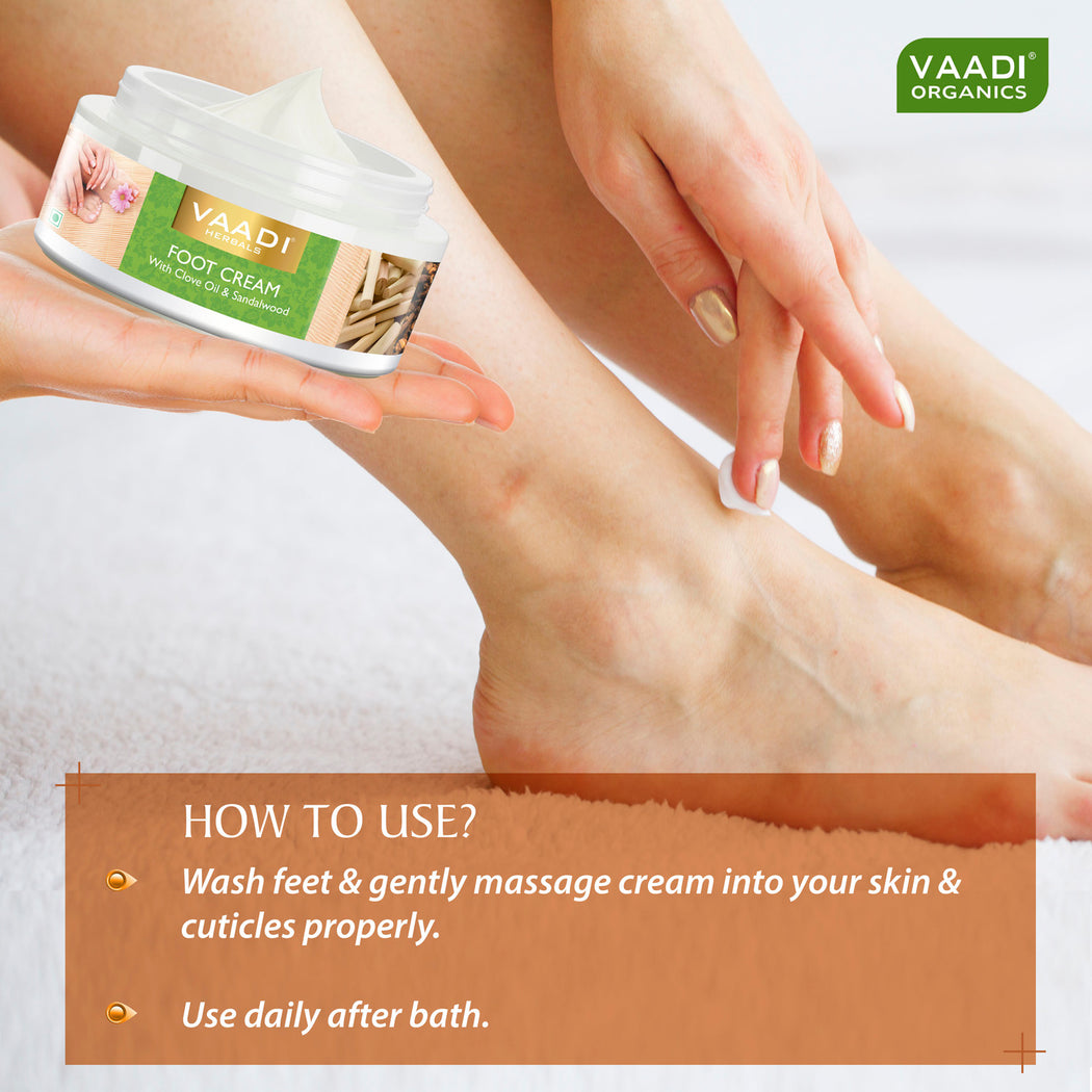 Organic Foot Cream with Clove & Sandalwood Oil - Softens Dry & Cracked Feet - Deep Moisturises (150 gms / 5.3 oz)
