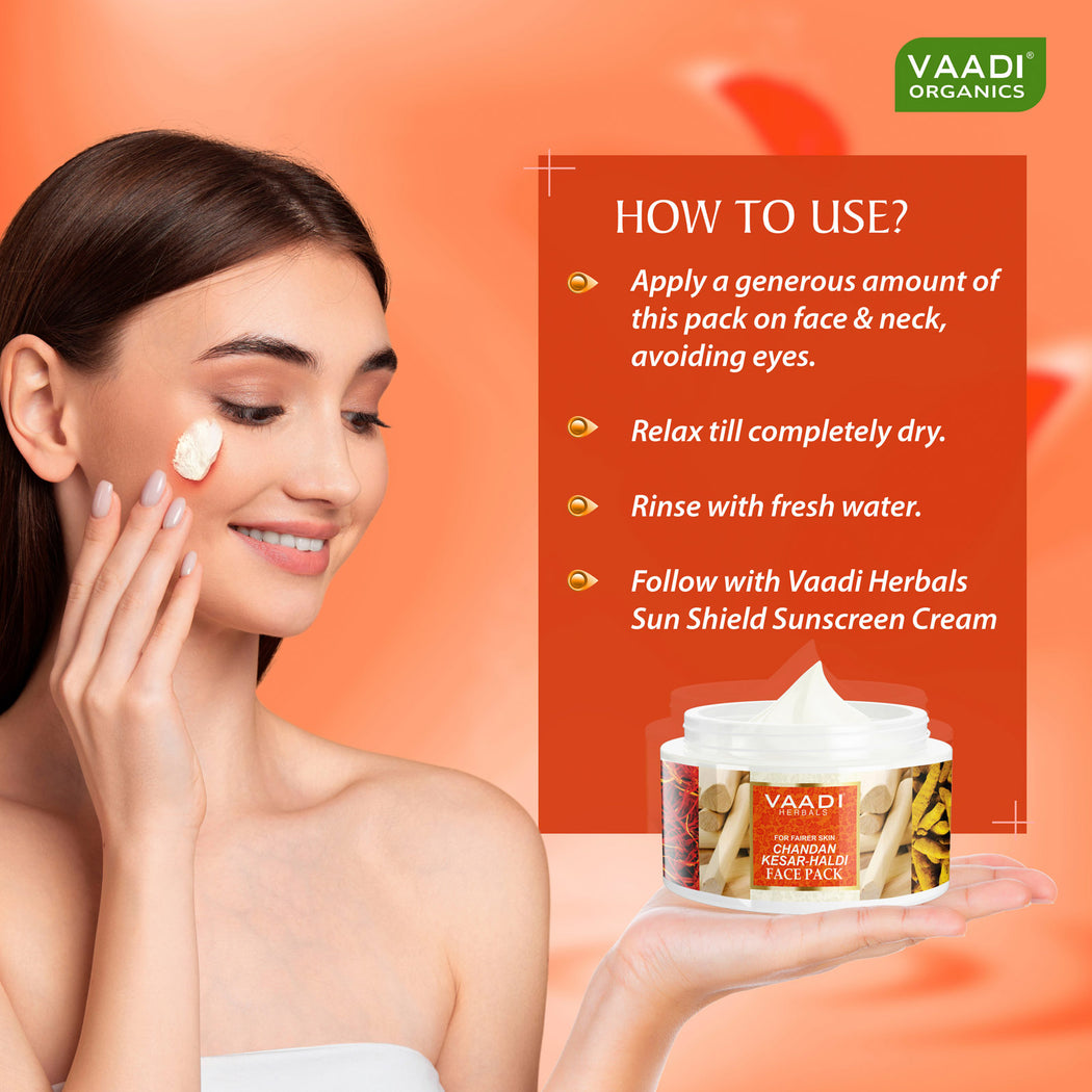 Organic Chandan Kesar Fairness Face Pack - Removes Marks and Lightens Skin Tone - Repairs and Protects Skin (600 gms / 21.2 oz)