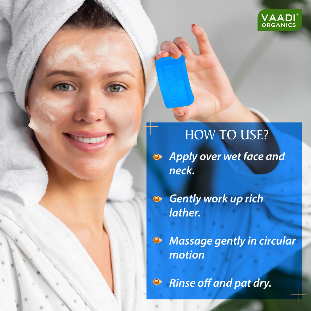 Organic Blueberry Facial Bar with Mint Extract & Olive Oil - Prevents Wrinkles - Makes Skin Youthful (4 x 25 gms/0.9 oz)