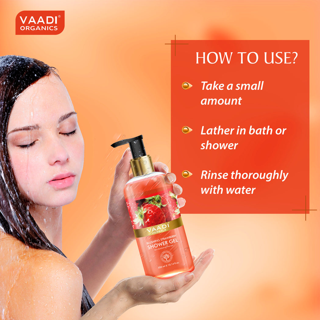 Blushing Organic Strawberry Shower Gel - Skin Firming Therapy - Enhances Collagen (2 x 300 ml / 10.2 fl oz)