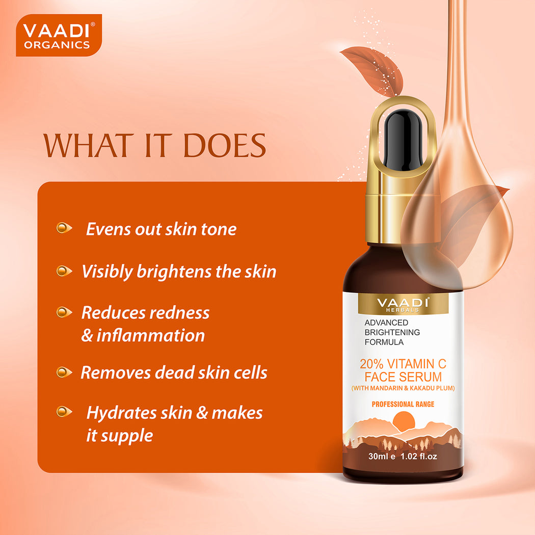 20% Vitamin C Organic Face Serum With Advanced Brightening Formula (30 gms / 1.02 fl.oz)