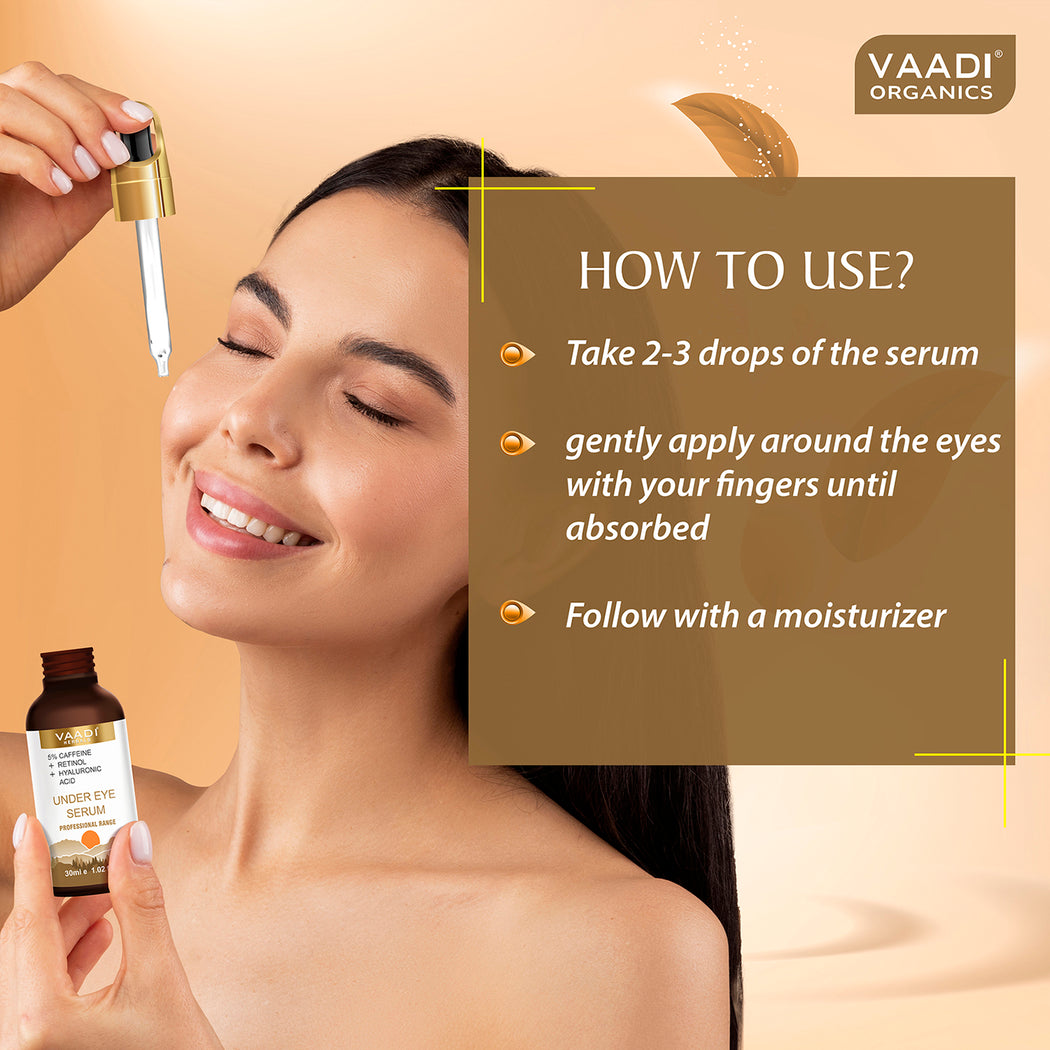 Organic Under Eye Serum With 5% Caffeine & Retinol & Hyaluronic Acid (30 gms / 1.02 fl.oz)