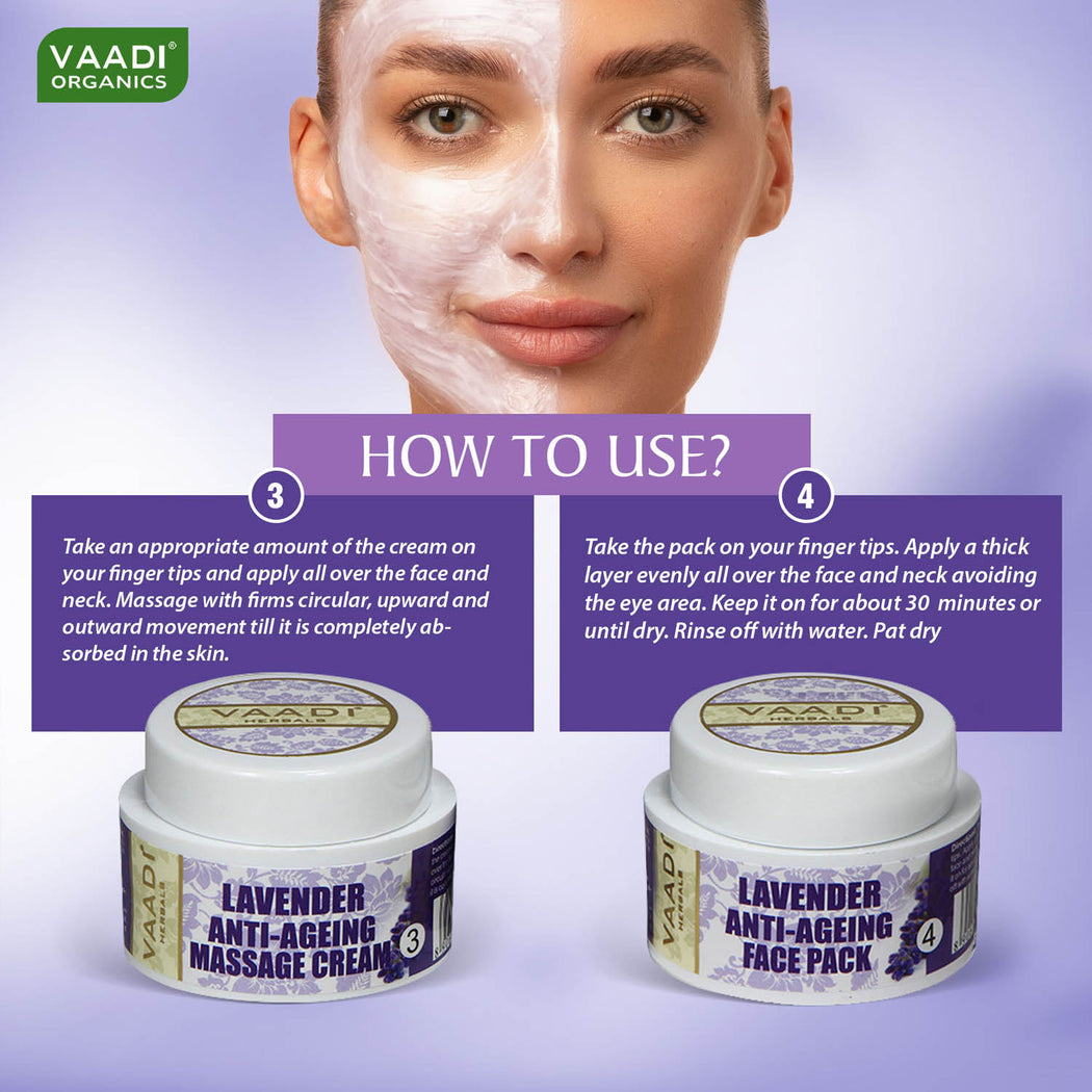 Anti Aging Organic Lavender Facial Kit with Rosemary Extract - Lightens Marks & Spots ( 110 gms/2.5 oz)
