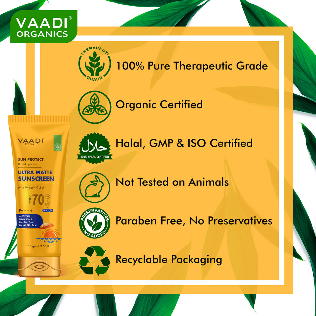 Organics Ultra Matte Sunscreen SPF 70 With Vitamin C & E (3 X 110 gms/ 4 fl oz)