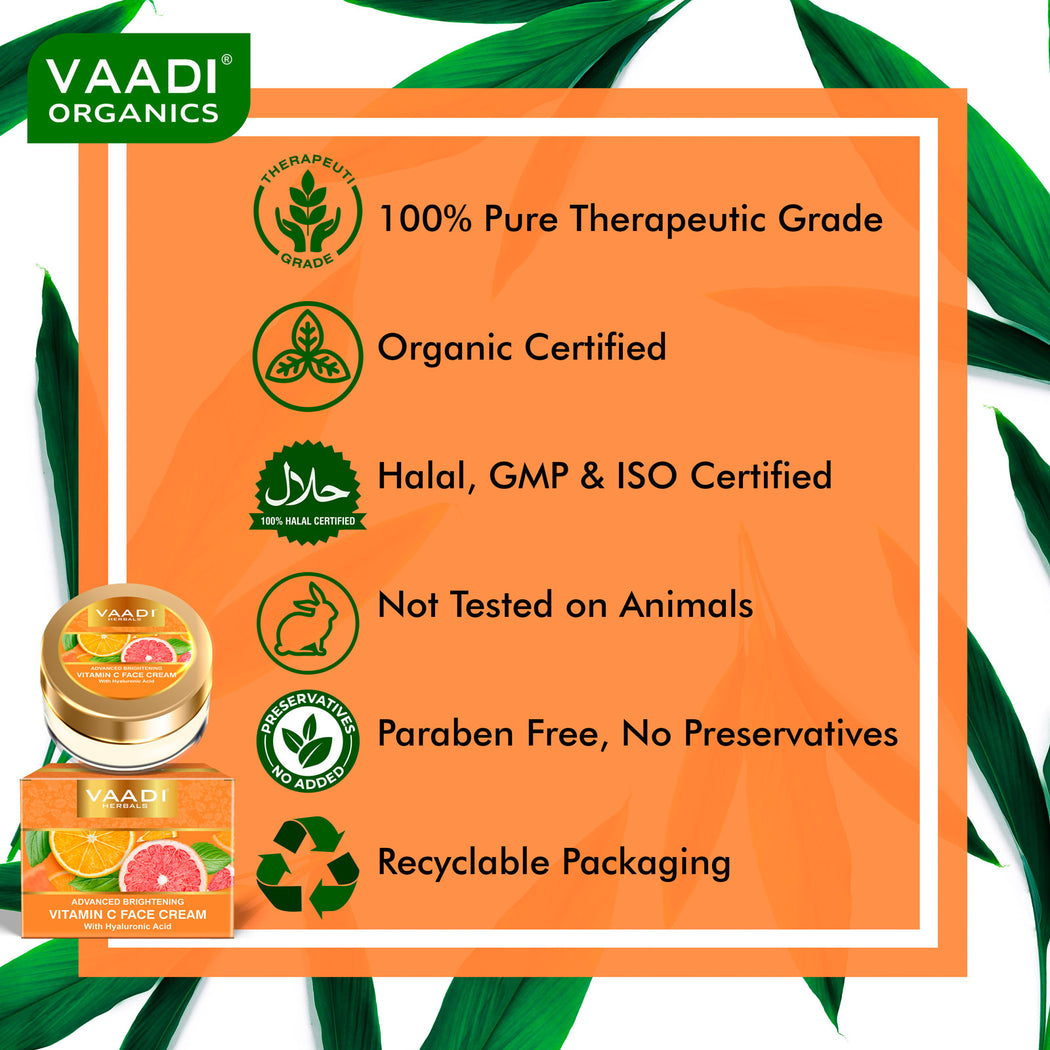 Organic Vitamin C Face Cream with Hyaluronic Acid ( 30 gms / 1.1 oz)