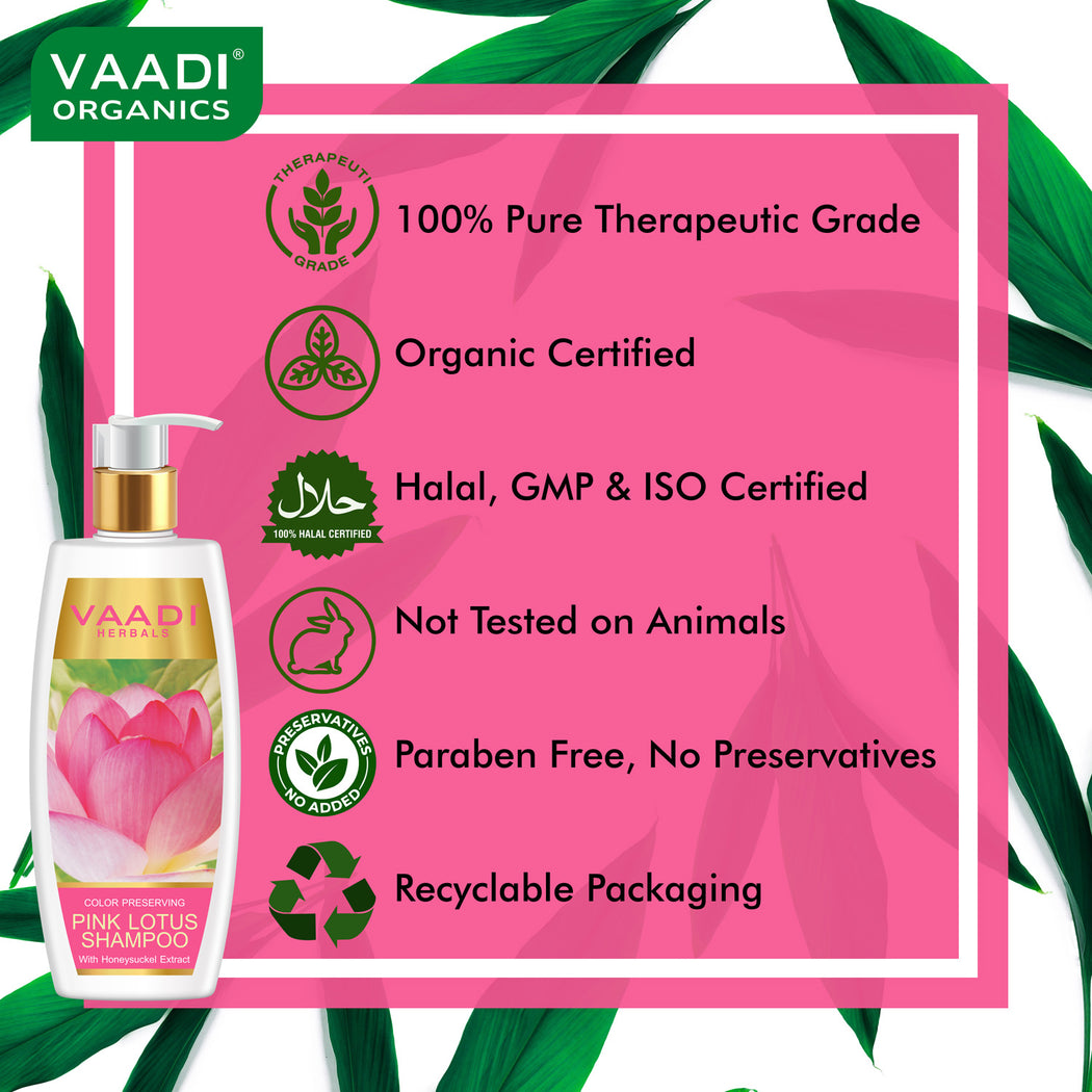 Color Preserving Organic Pink Lotus Shampoo with Honeysuckle Extract - Nourishes Treated Hair - Moisturizes Hair (350ml / 12 fl oz)