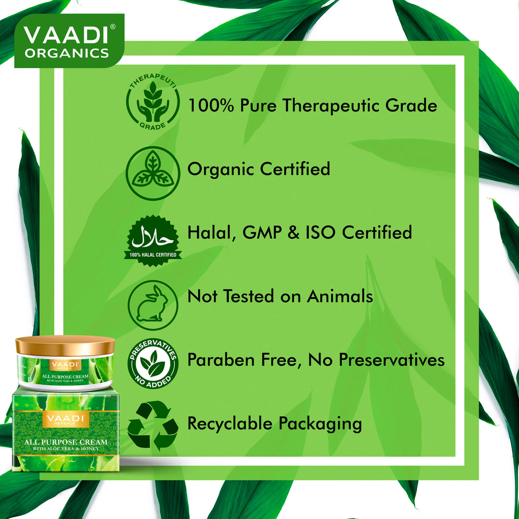 Organic All Purpose Cream with Aloe Vera, Honey & Manjistha - Lightens Pigmentation - Improves Complexion (150 gms/ 5.3 oz)