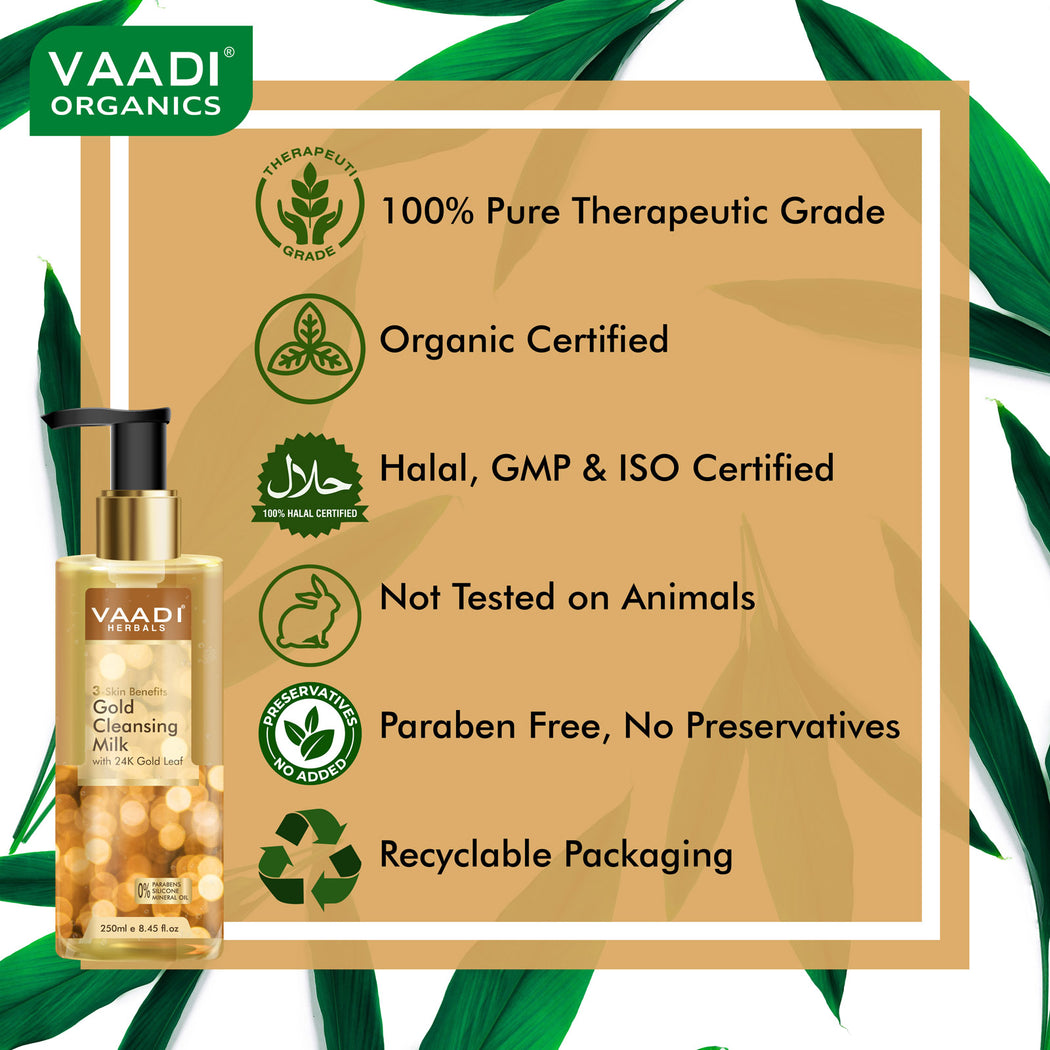 Gold Cleansing Milk with 24k Gold Leaf -3-skin Benefits (2 x 250 ml / 8.5 fl oz)