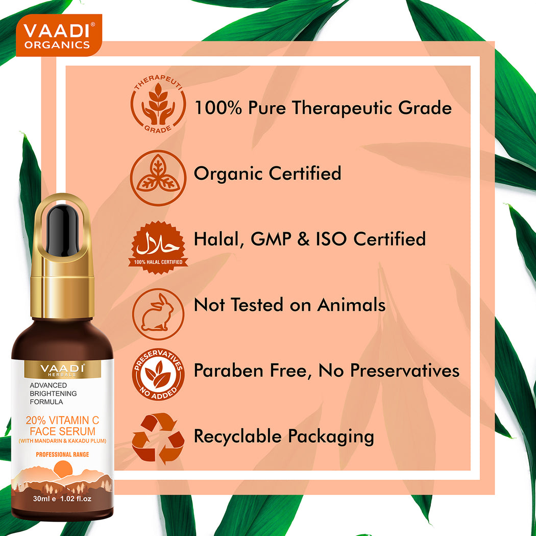 20% Vitamin C Organic Face Serum With Advanced Brightening Formula (30 gms / 1.02 fl.oz)
