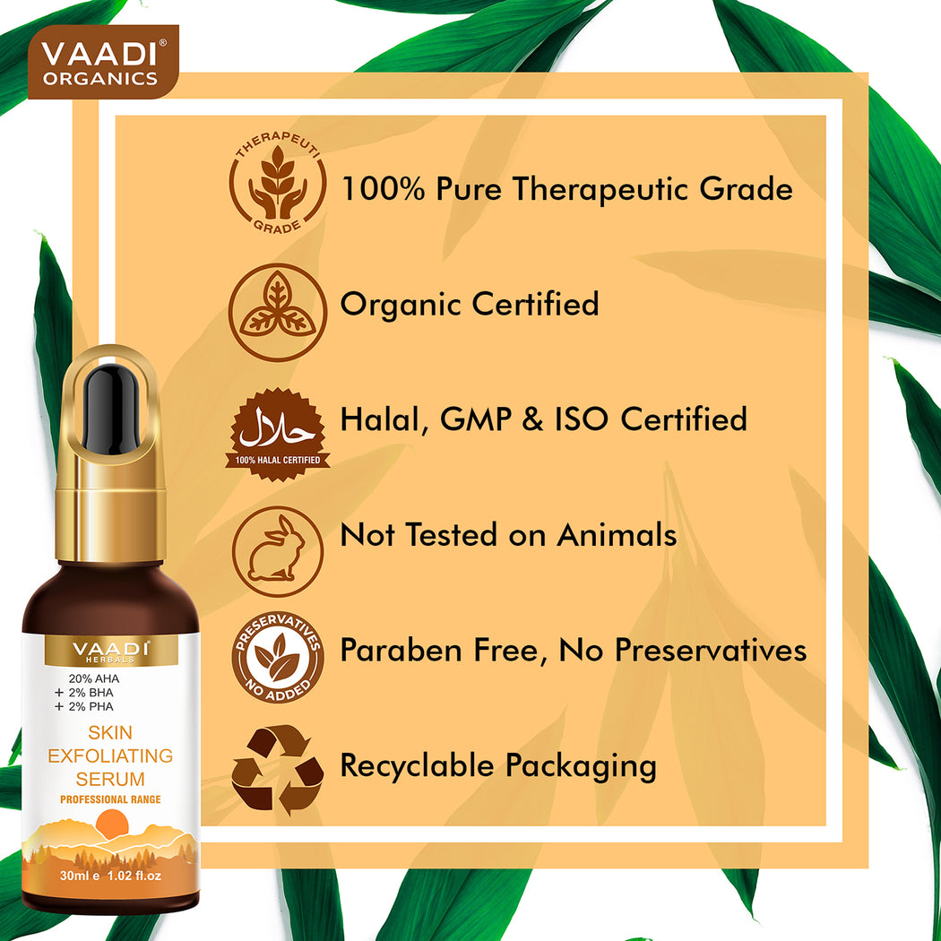 Organic Skin Exfoliating Serum With 20% AHA & 2% BHA & 2% PHA (30 gms / 1.02 fl.oz)