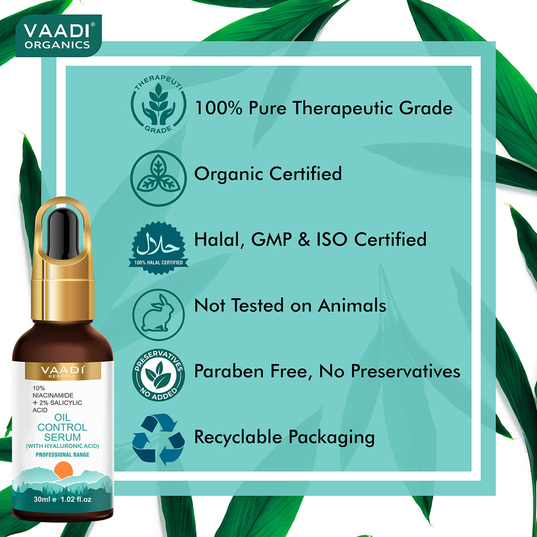 Organic Oil Control Serum With 10 % Niacinamide & 2% Salicylic Acid (30 gms / 1.02 fl.oz)