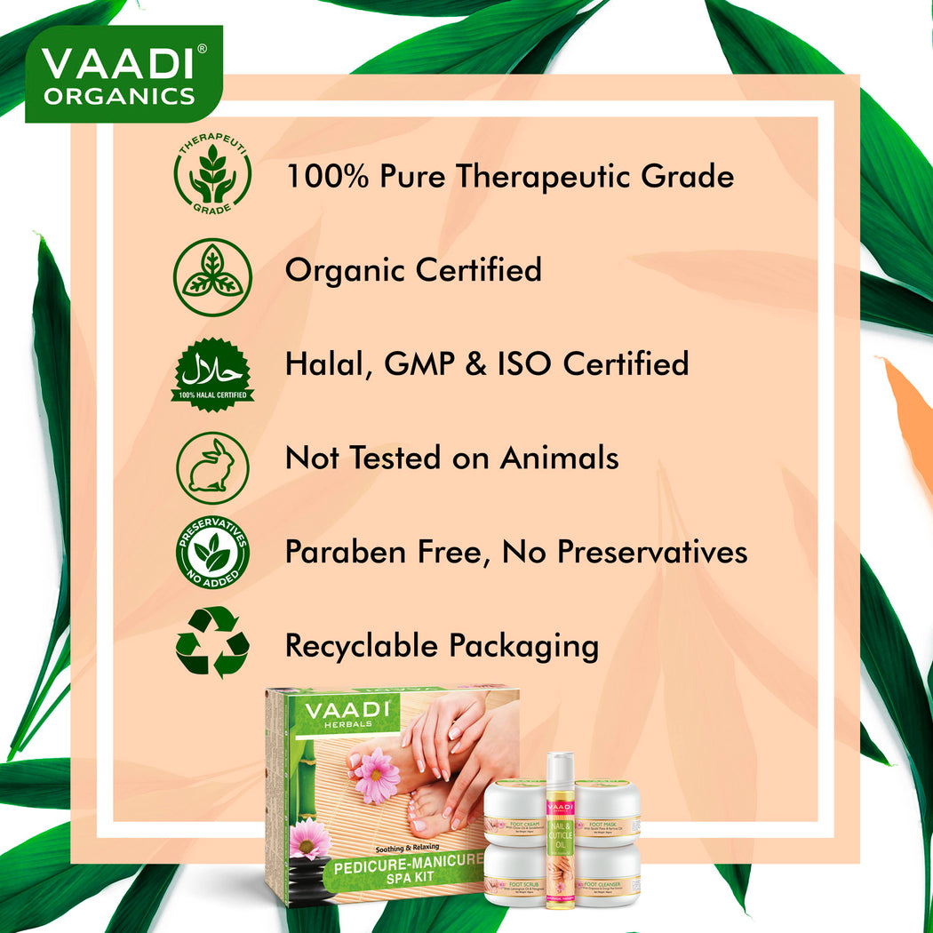 Organic Pedicure Manicure Spa Kit with Grapeseed Extract & Fenugreek - Deep Moisturises Skin - Repairs Damaged Skin - Removes Dead Skin (135 gms / 4.6 fl oz)