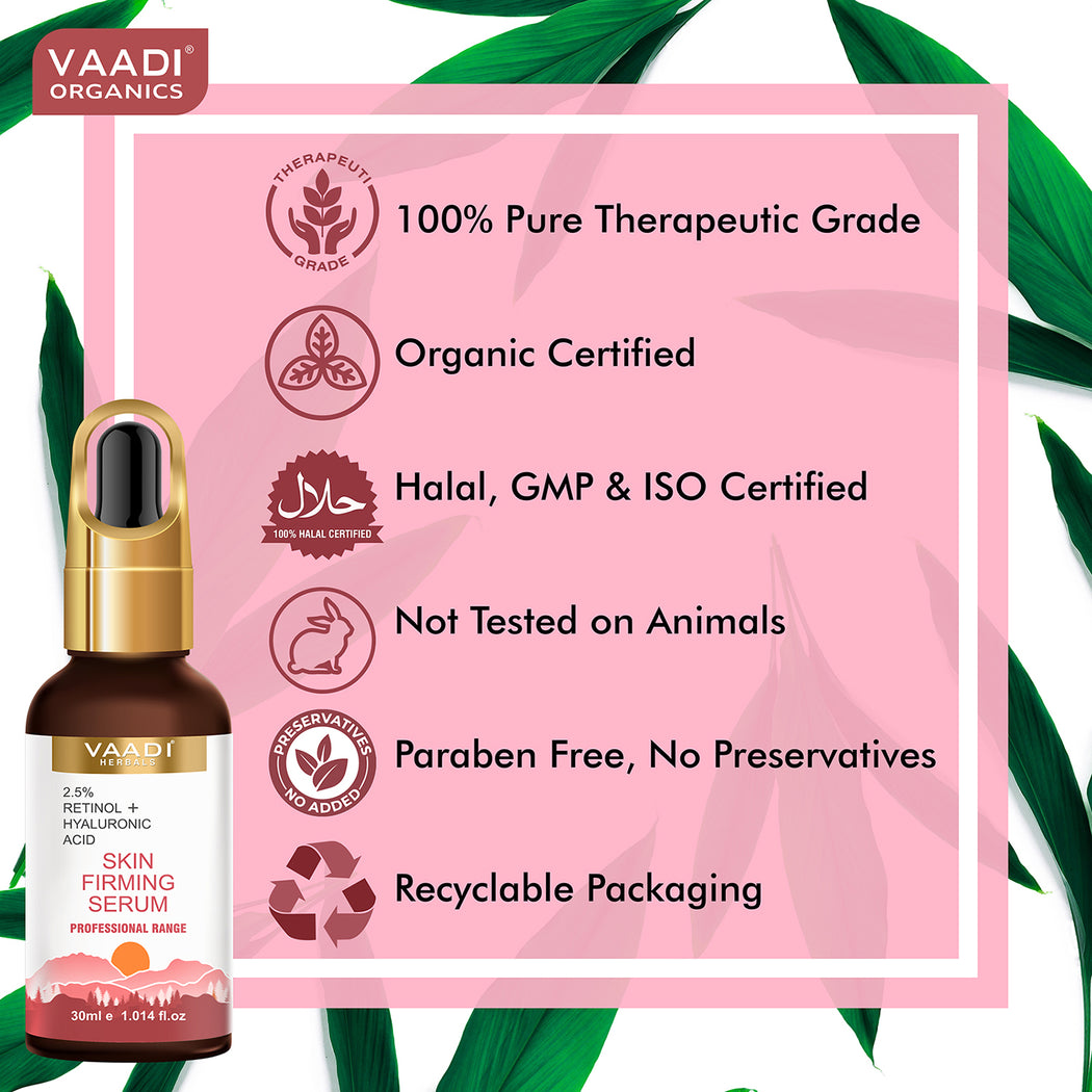 Organic Skin Firming Serum With 2.5% Retinol & Hyaluronic Acid (30 gms / 1.02 fl.oz)