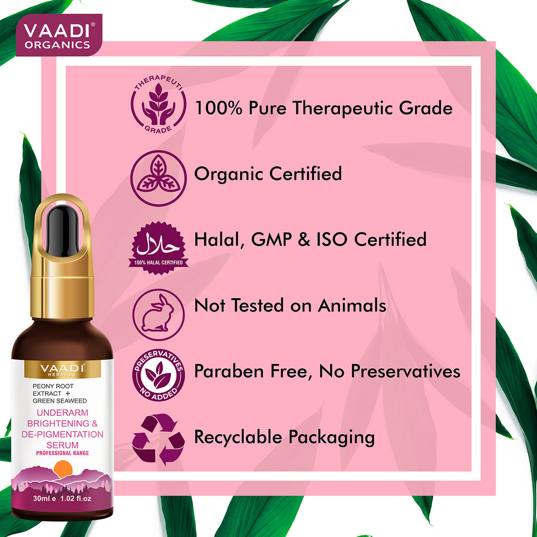 Organic Underarm Brightening & De-Pigmentation Serum With Peony Root Extract & Green Seaweed (30 gms / 1.02 fl.oz)