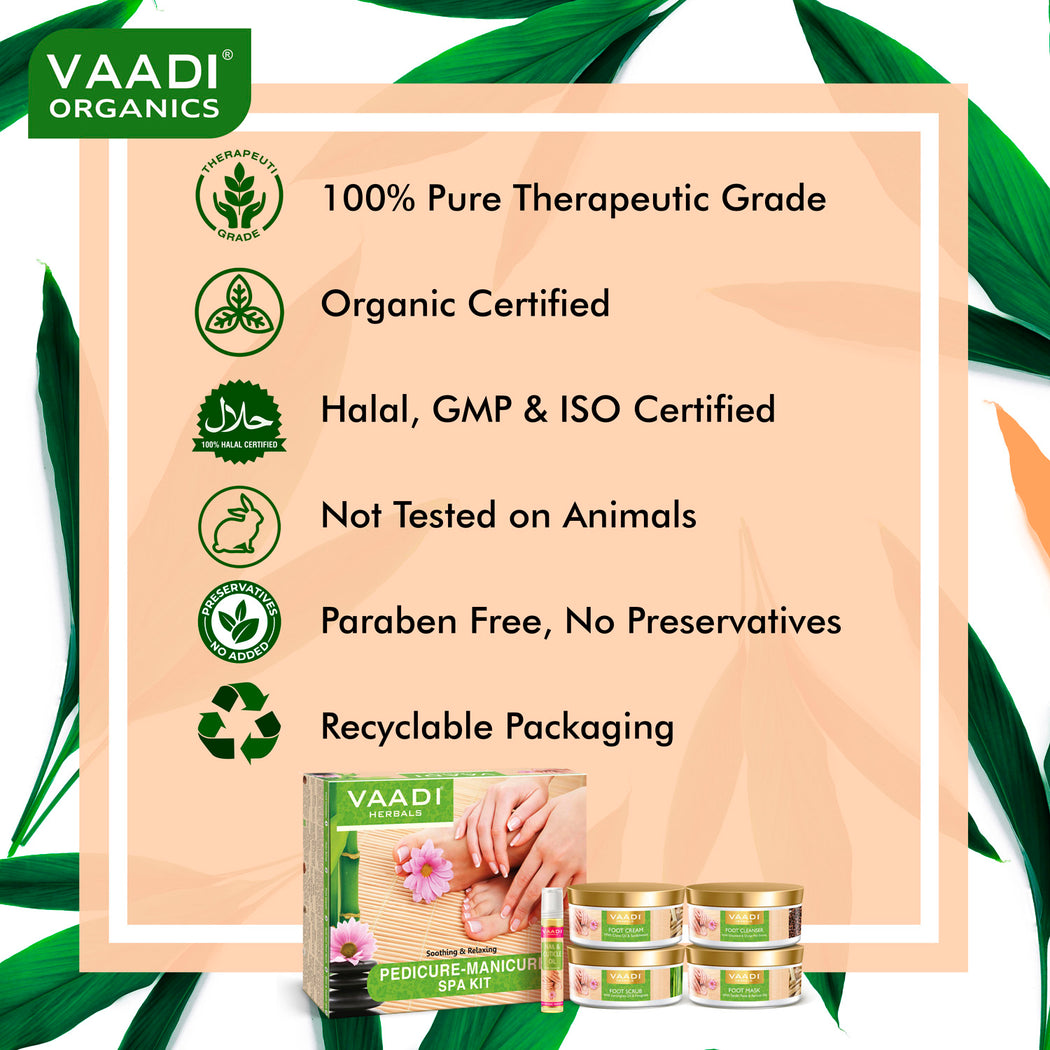 Organic Pedicure Manicure Spa Kit with Grapeseed Extract & Fenugreek - Deep Moisturises Skin - Repairs Damaged Skin - Removes Dead Skin (640 gms / 22.6 fl oz)