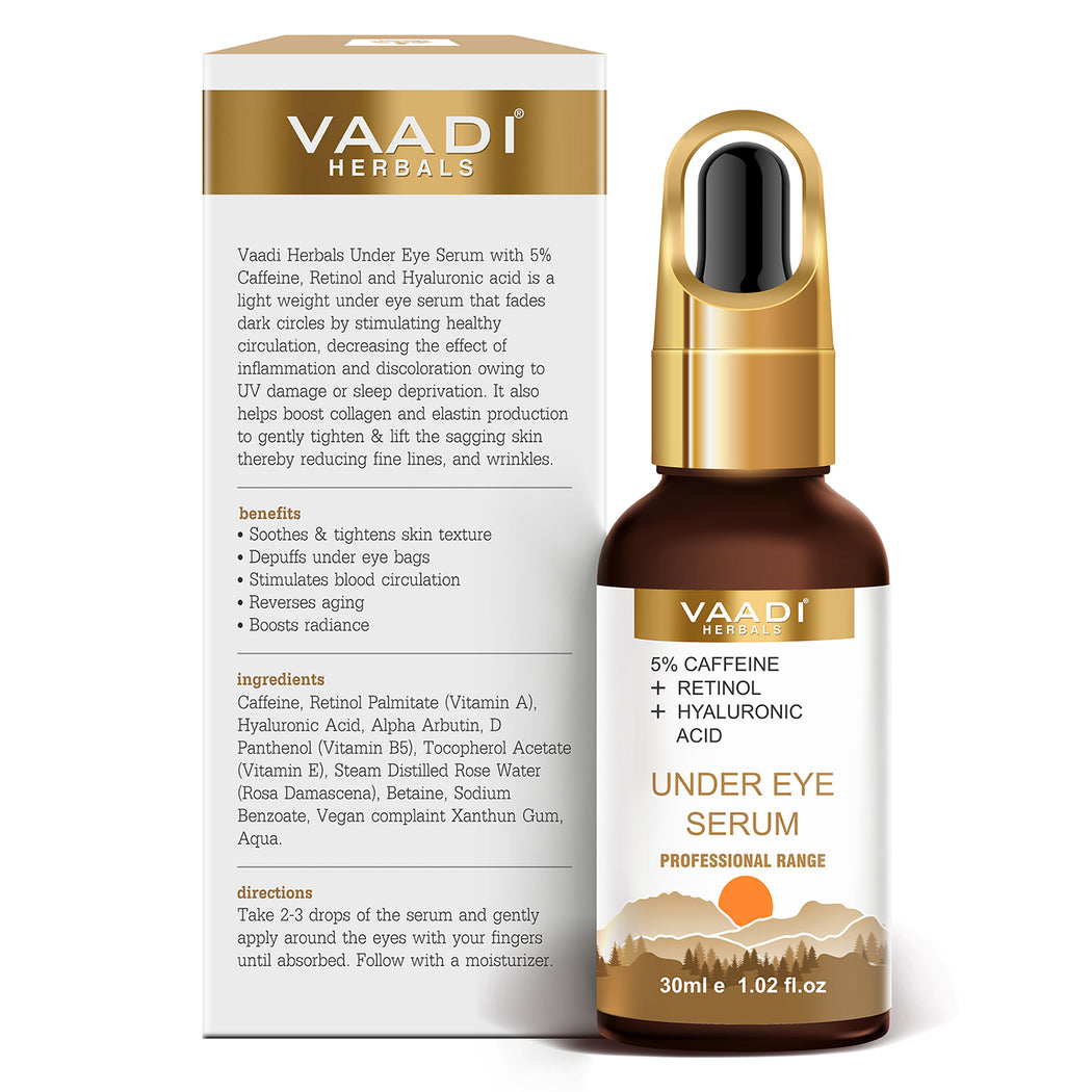 Organic Under Eye Serum With 5% Caffeine & Retinol & Hyaluronic Acid (30 gms / 1.02 fl.oz)