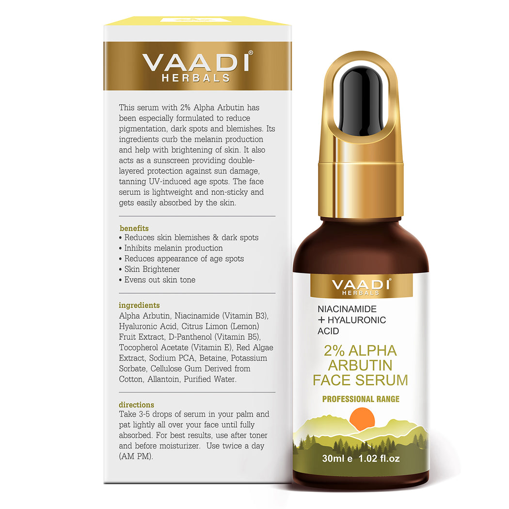 2% Alpha Arbutin Organic Face Serum With Niacinamide & Hyaluronic Acid (30 gms / 1.02 fl.oz)