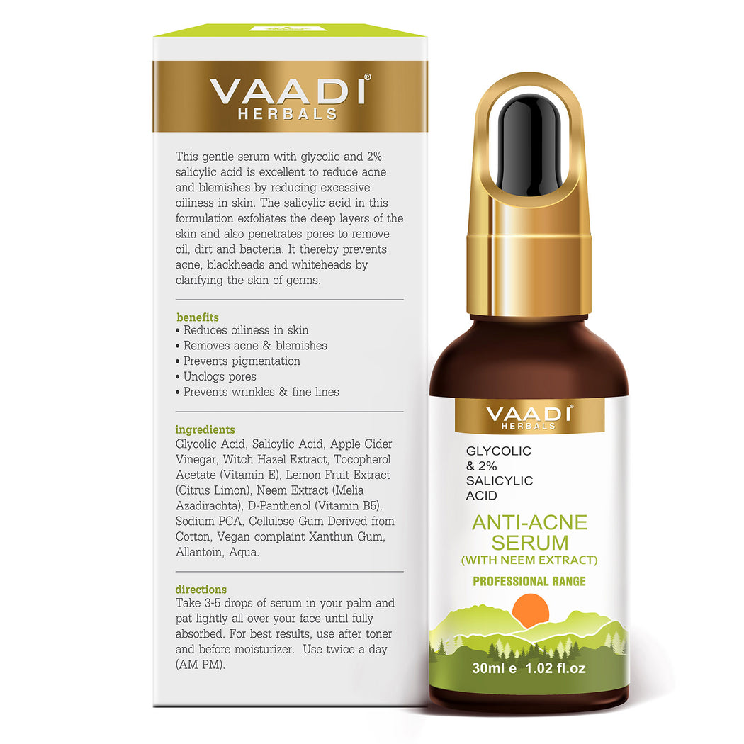 Organic Anti-Acne Serum With Glycolic & 2% Salicylic Acid (30 gms / 1.02 fl.oz) (Pack of 2)