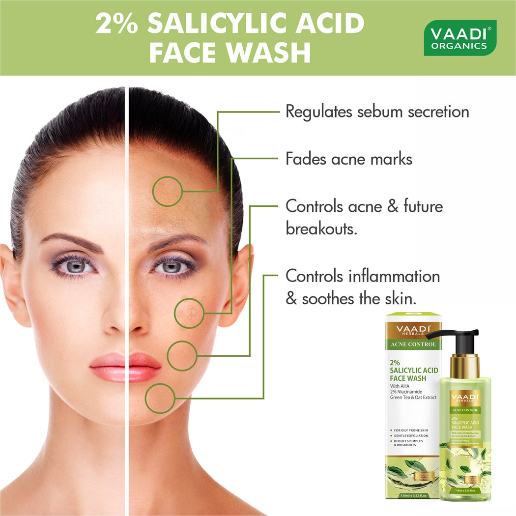 2% Salicylic Acid Face Wash with AHA, Niacinamide| For Oily Skin|Acne Control|Reduces pimples and breakouts|No Parabens,Mineral,Silicone| Face Wash for Women & Men (250 ml)