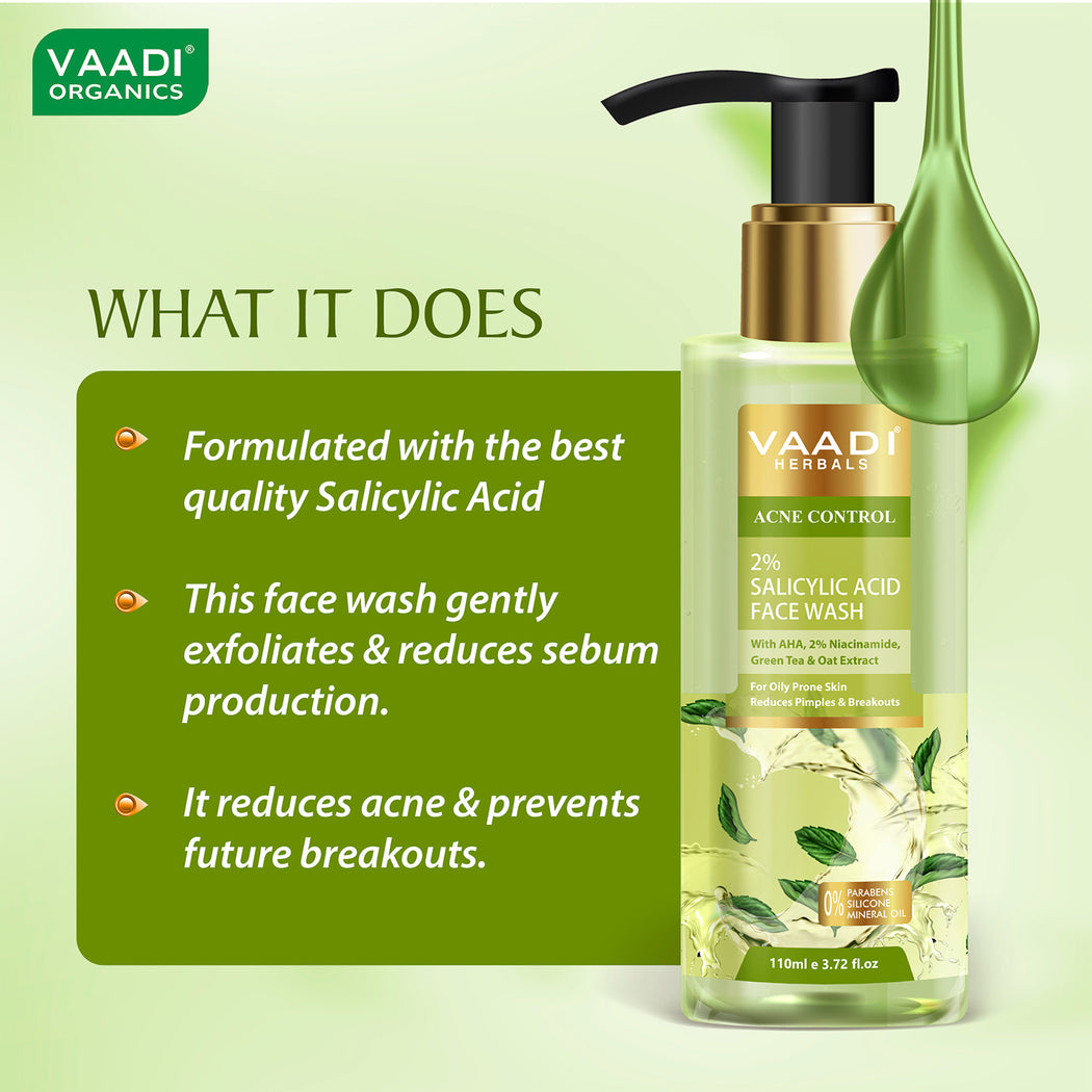 2% Salicylic Acid Face Wash with AHA, Niacinamide| For Oily Skin|Acne Control|Reduces pimples and breakouts|No Parabens,Mineral,Silicone| Face Wash for Women & Men (250 ml)