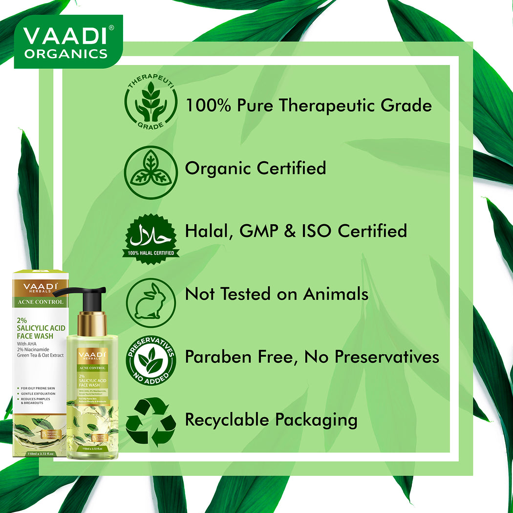 2% Salicylic Acid Face Wash with AHA, Niacinamide| For Oily Skin|Acne Control|Reduces pimples and breakouts|No Parabens,Mineral,Silicone| Face Wash for Women & Men (250 ml)